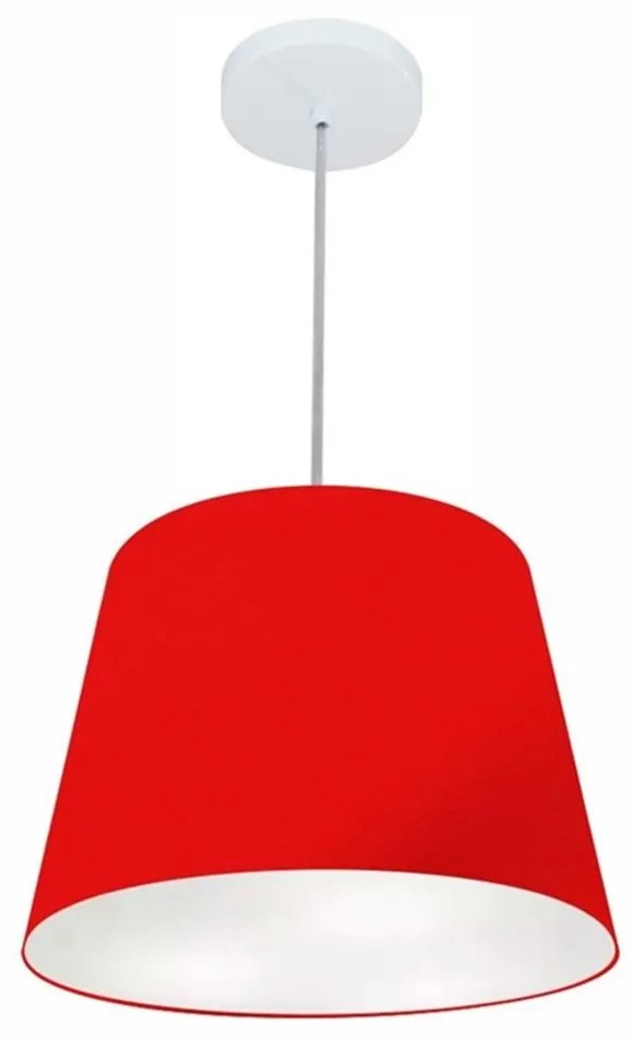Lustre Pendente Cone Md-4155 Cúpula em Tecido 30/40x30cm Vermelho - Bivolt