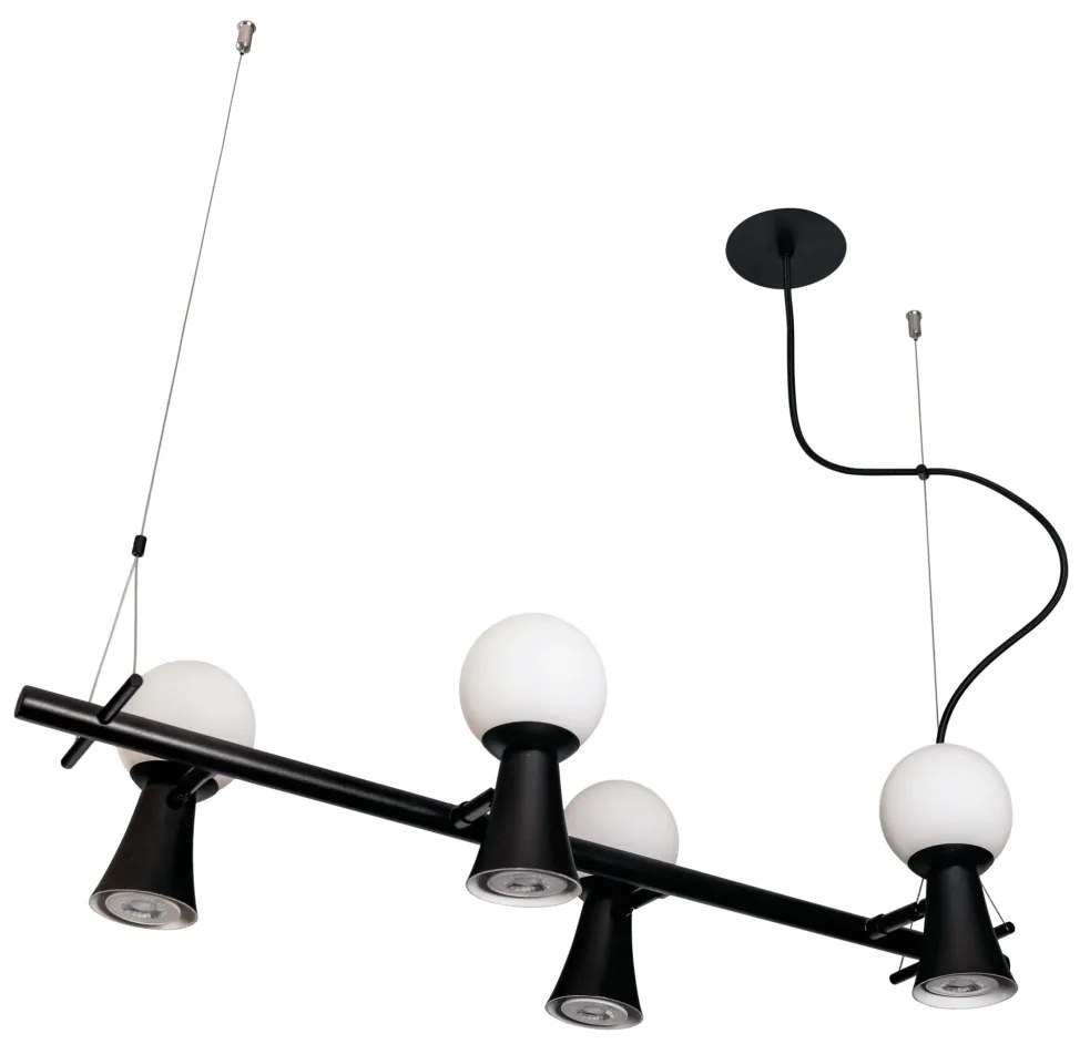 Pendente Dirham 78X32,4X18,6Cm 4Xg9 + 4Xmr16 Alumínio E Globo Ø10Cm |... (BT - Branco Texturizado, FOSCO)