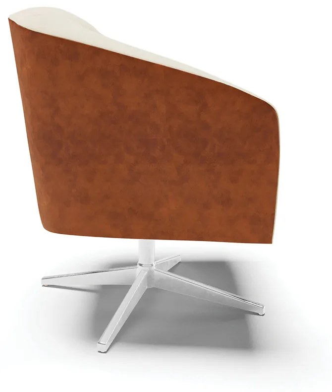 Poltrona Decorativa Giratória MA30 Stella Nozes/Linho Bege  D03 - D'Rossi