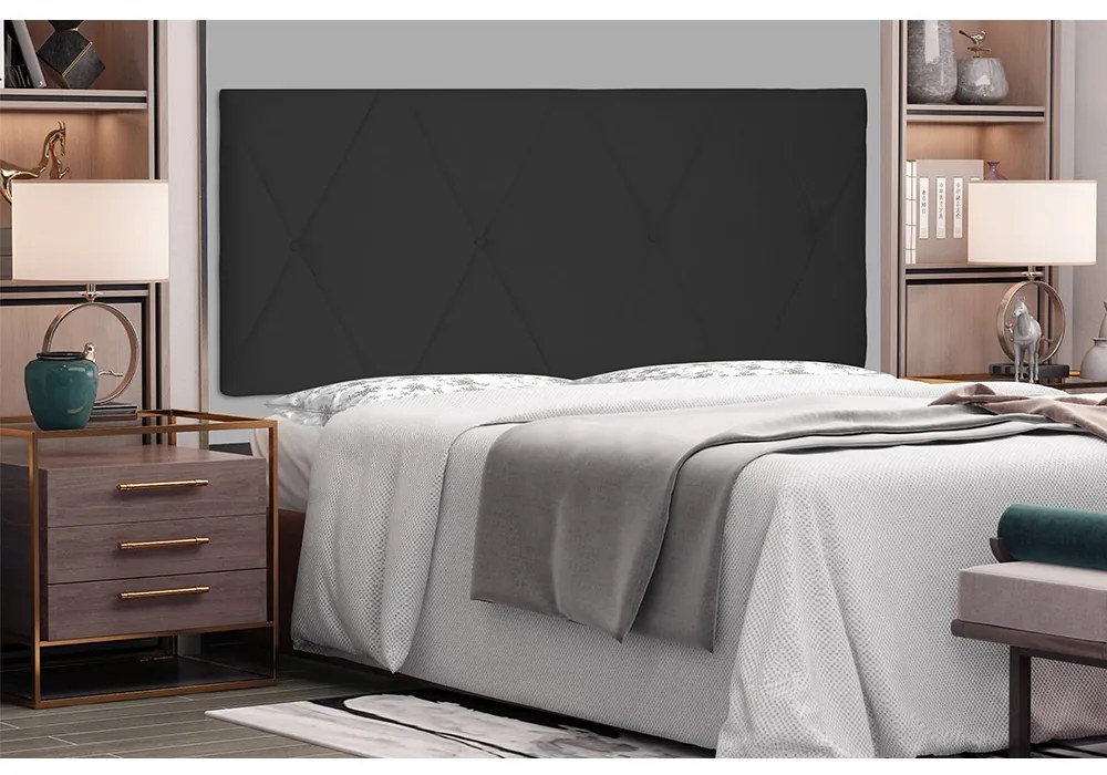 Cabeceira Painel Aquilla Para Cama Box Solteiro 90 cm Suede - D'Rossi - Preto