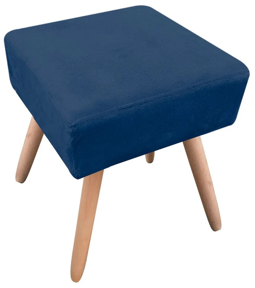 Puff Banqueta Decorativo Pé Palito Natural Ibiza Suede D03 - D'Rossi - Azul Marinho