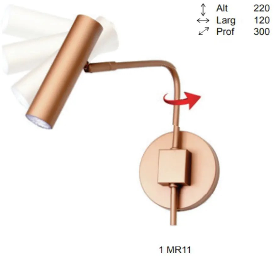 Arandela Choice Articulada 30X12X22Cm 1Xmr11 - Old Artisan Ar-5558 (DOURADO FOSCO)