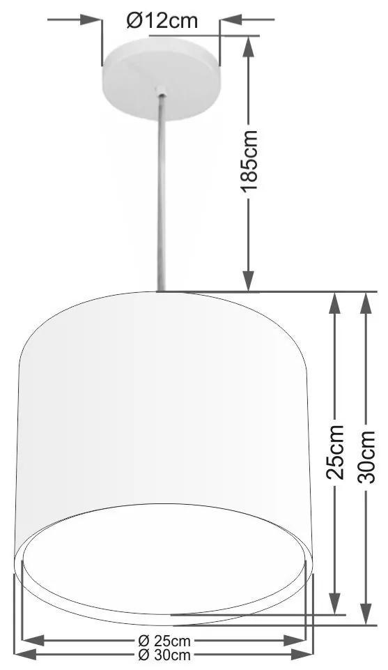 Lustre Pendente Cilíndrico Duplo Md-4284 Cúpula em Tecido 30x30cm Rustico Bege - Bivolt