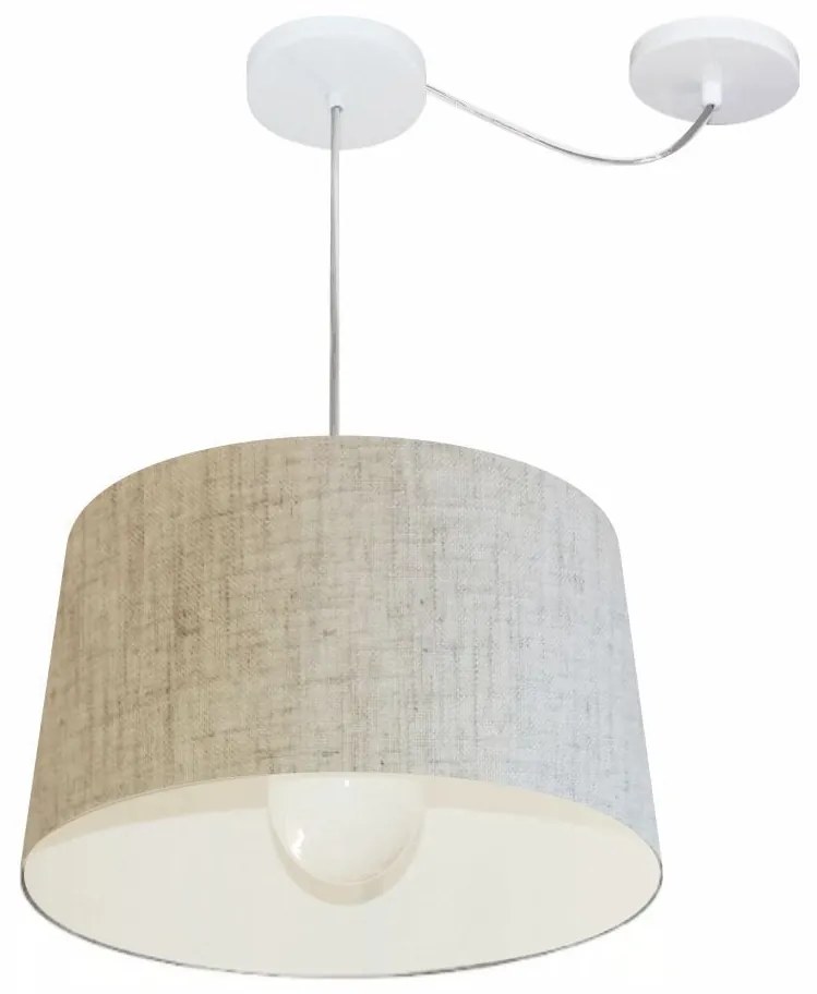 Lustre Pendente Cone Com Desvio Md-4275 Cúpula 30/45x40cm Rustico Bege - Bivolt