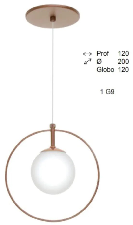 Pendente Ring Esfera Ø20X12Cm Globo Ø12Cm 01Xg9 - Old Artisan Pd-5600 (DOURADO FOSCO, CLEAR (Transparente))