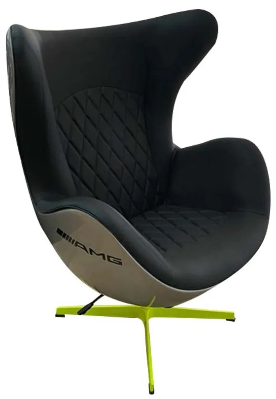 Poltrona Decorativa Egg Chair Mercedes AMG Cinza/Verde G53 - Gran Belo