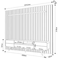 Painel para TV 85 Pol You e Rack Bancada Época Off/Cinamomo - HB Móvei