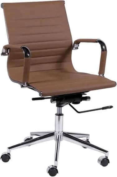 Cadeira Office Eames Diretor com Braço, Rodízio e Sistema Relax Caramelo