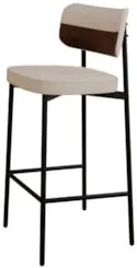 Banqueta Alta Bar Estofada Kit 4 Ella M25 Linho Areia/Marrom - Mpozena