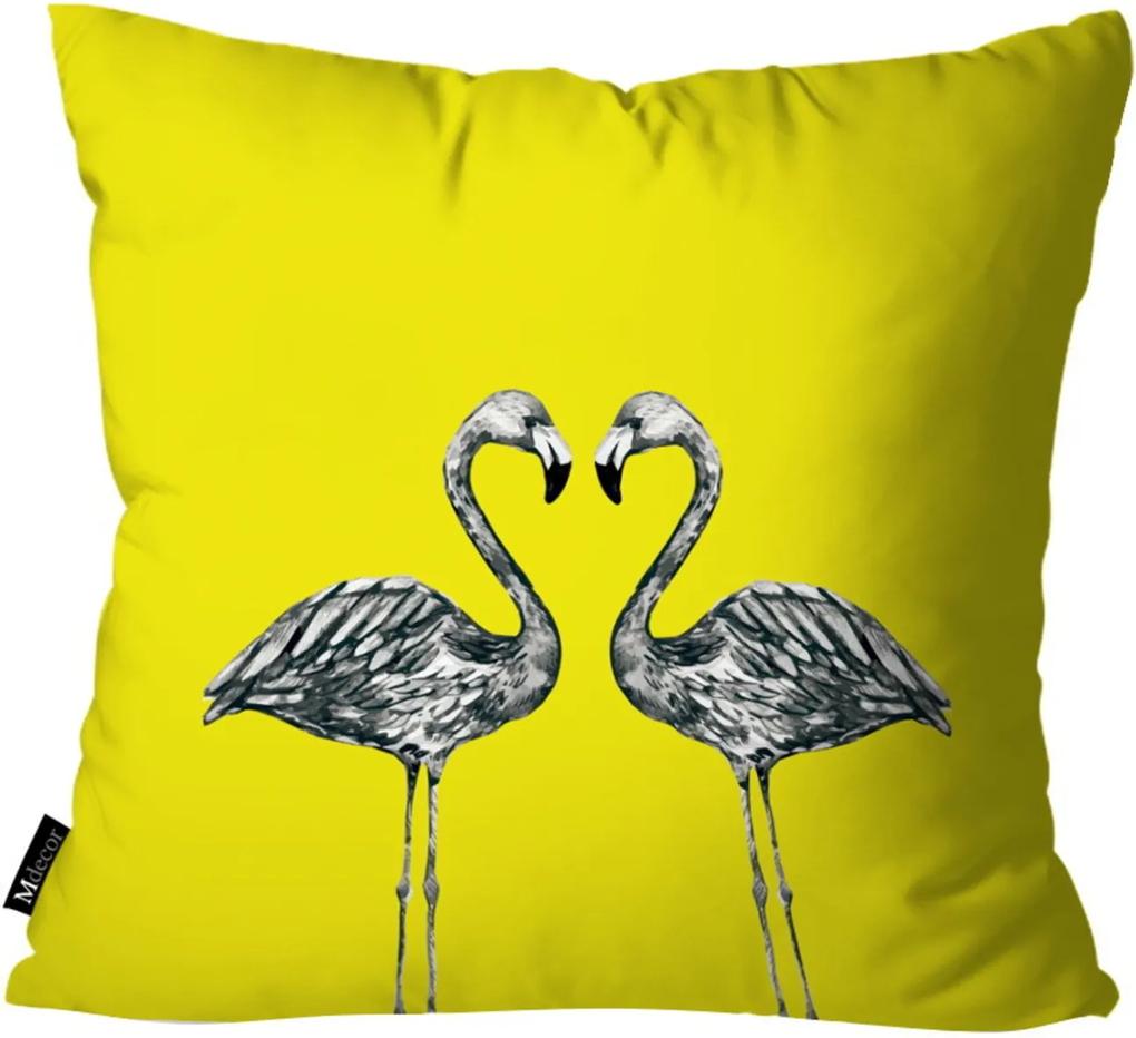 Capa para Almofada Mdecore Flamingos 45x45cm Amarelo