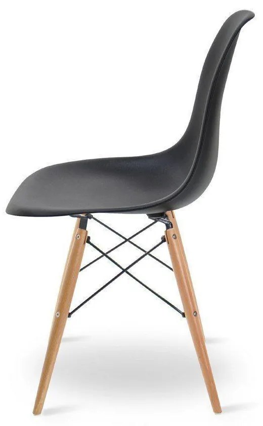 Cadeira Eiffel Eames Base Madeira Sala de Jantar Preto R02 - D'Rossi