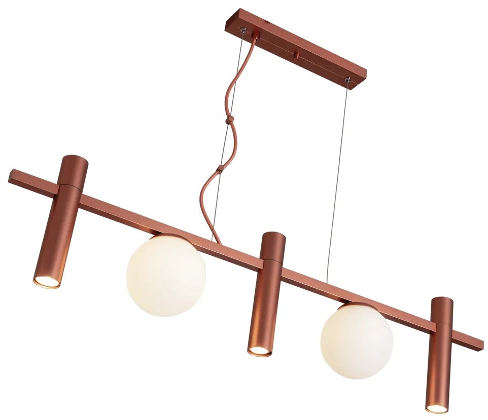 Pendente Miscela 12X20X85Cm Tubo E Globo Ø12Cm 3Xmr11 / 2Xg9 - Usina 1... (CP-M / DR-P - Champanhe Metálico / Dourado Polido Brilho, Fosco (Branco))