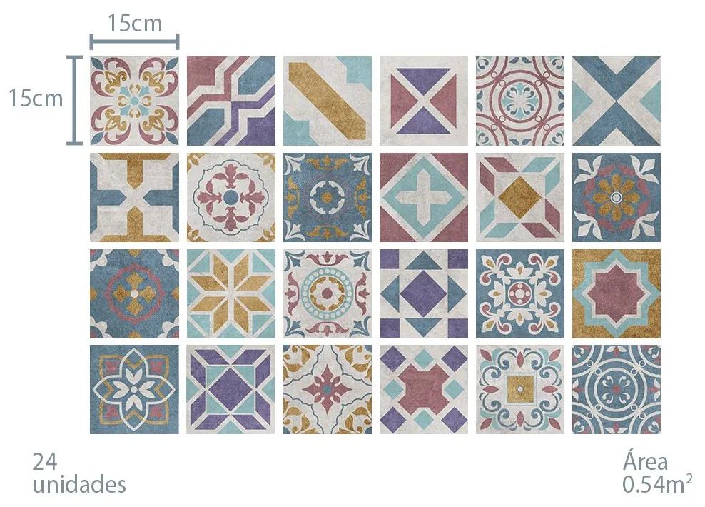 Adesivo Mosaico - Conjunto com 24 peças