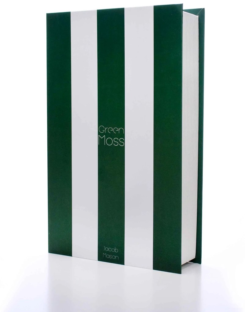 Caixa Livro Decorativa Listra Verde e Branco "Green Moss" 27x17 cm - D'Rossi