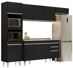 Armário de Cozinha Modulada 4 Peças CP12 Balcão com Pia Inox Preto - L