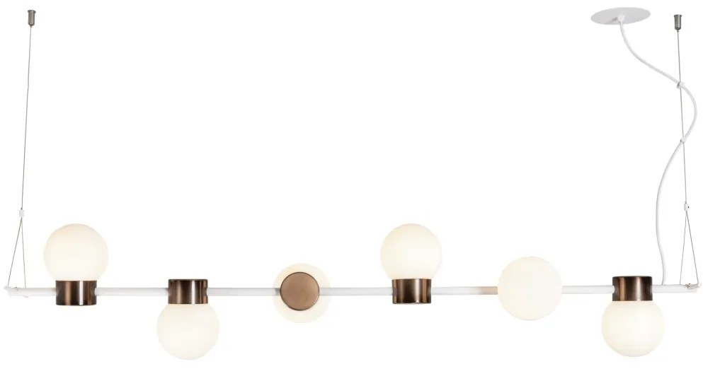Pendente Sonata 23X130X25Cm 6Xg9 Aluminio E Globo Ø12Cm | Usina 16950/... (CB-V - Cobre Escovado, CLEAR)