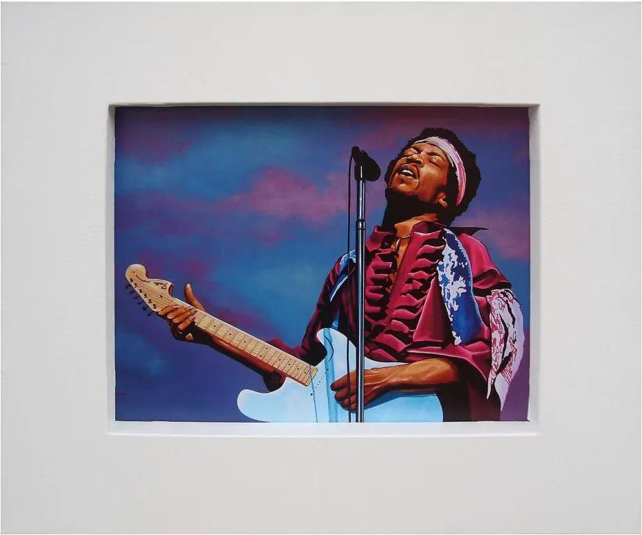 Quadro Decorativo Com Moldura Em Tecido Jimi Hendrix 70x60cm
