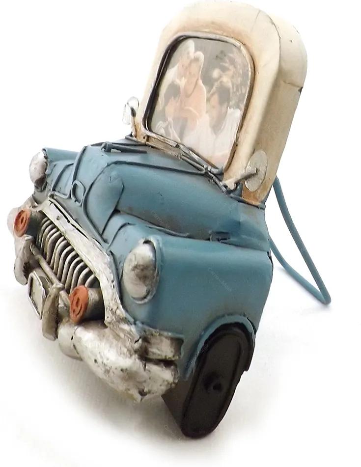 Porta-Retrato Frente de Carro Azul Oldway em Metal - 15x15 cm