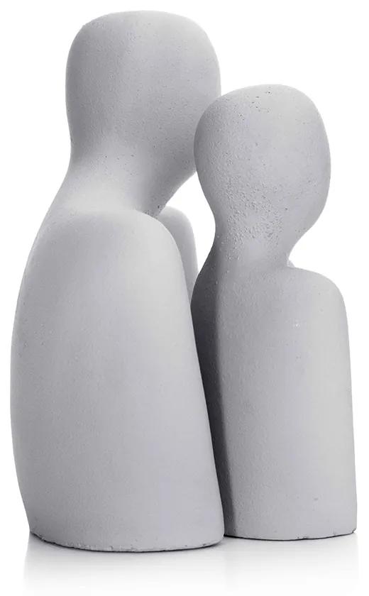 Kit 2 Esculturas Decorativas Pessoas em Cimento Cinza 26 cm M02 - D'Rossi