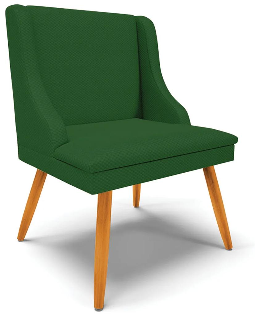 Cadeira Decorativa Sala de Jantar Pés Palito de Madeira Firenze Veludo Luxo Verde/Natural G19 - Gran Belo