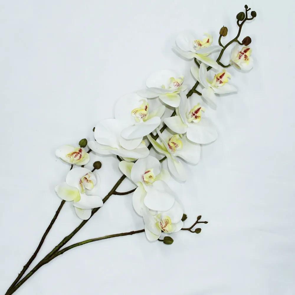 Orquídea Branca Toque Real Artificial Galho Haste 120cm
