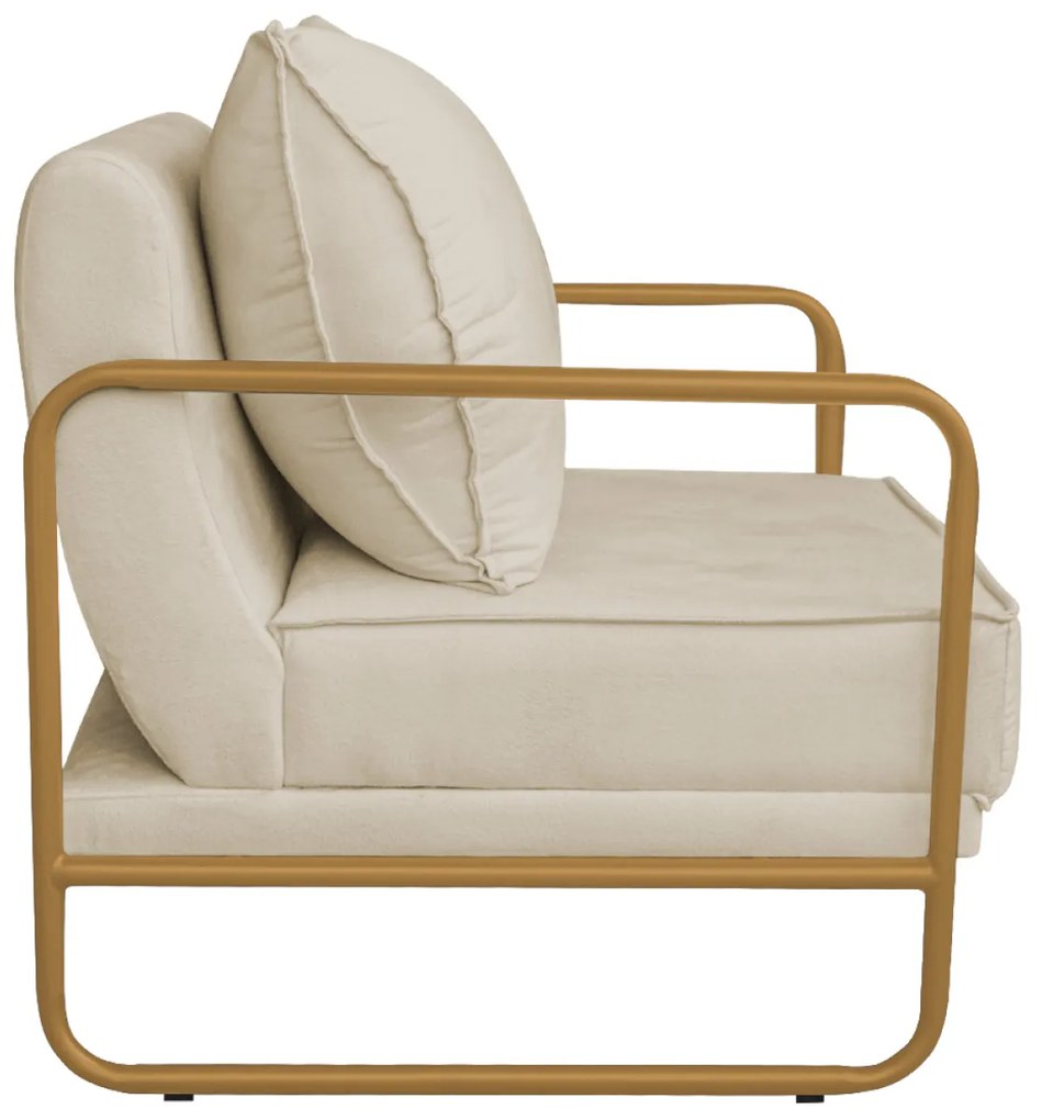 Poltrona Sevilha Base de Ferro Dourado Suede - ADJ Decor