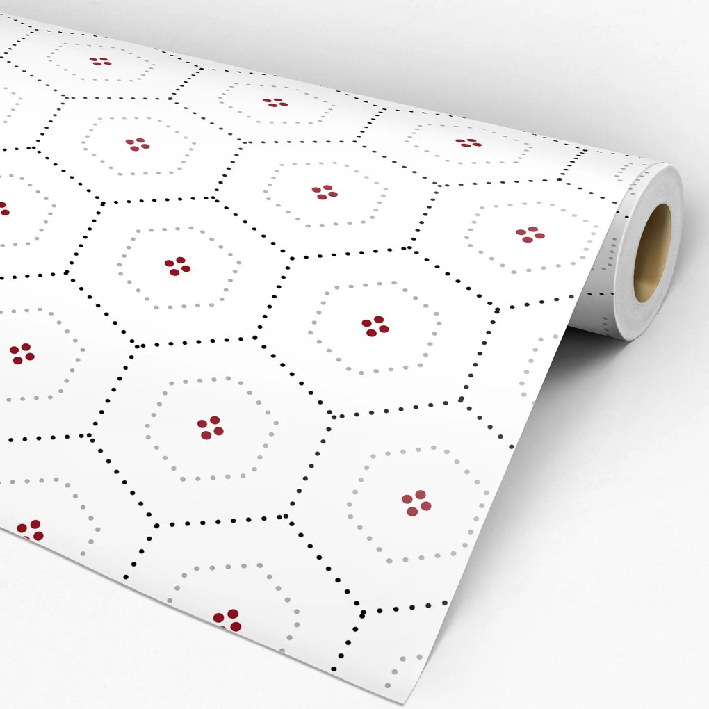 Papel de Parede Lavável Hexagonal Pontilhado Para Cozinha e Banheiro