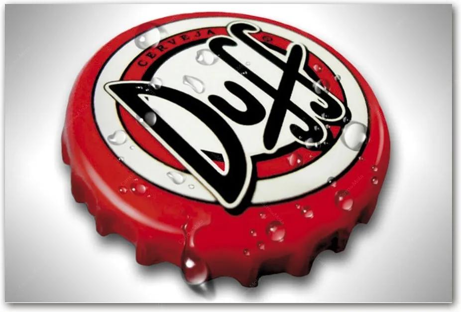 Placa Decorativa Tampa Cerveja Duff Vermelha Média em Metal - 30x20cm