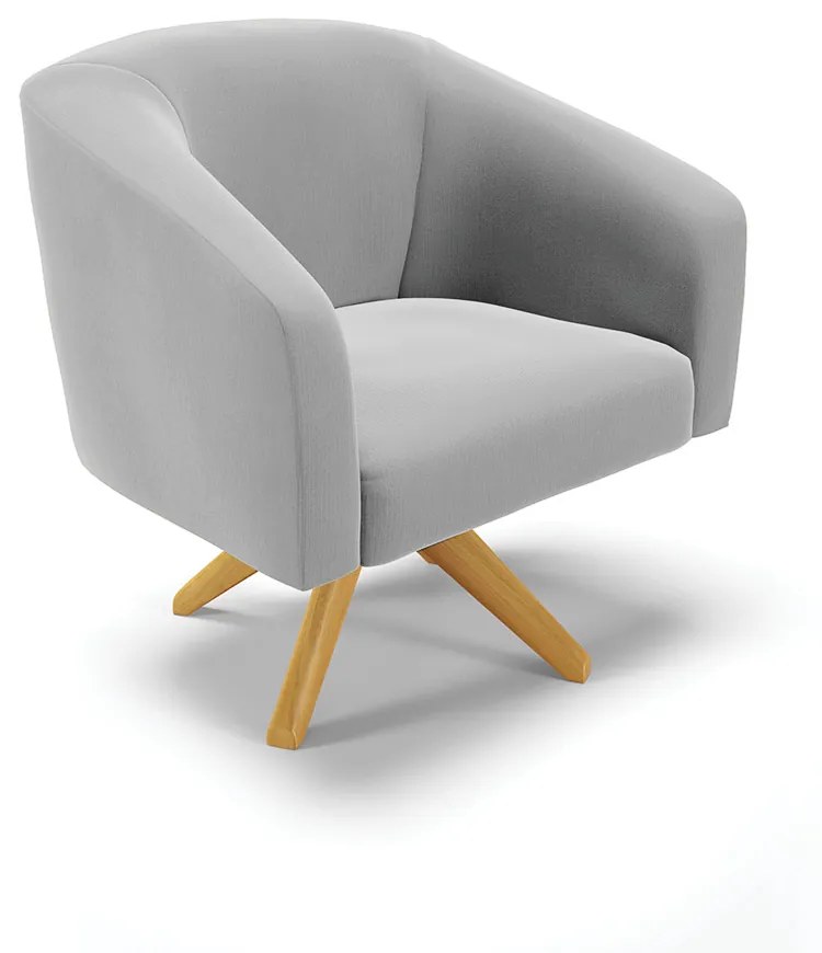 Poltrona Decorativa Giratória MA30 Kit 2 Stella Suede Cinza D03 - D'Rossi