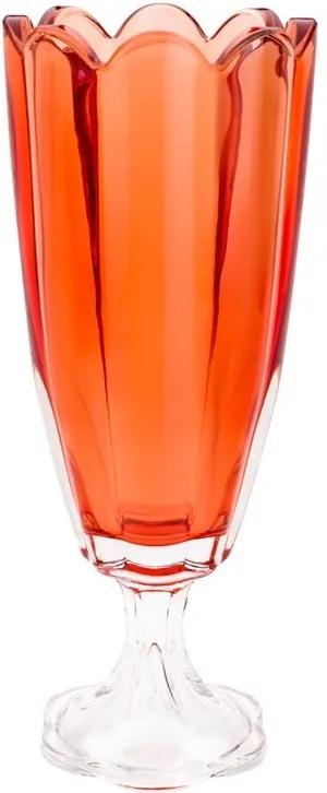 Vaso De Cristal Com Pé Tulip Coral 12,5x32,5cm 27431 Wolff