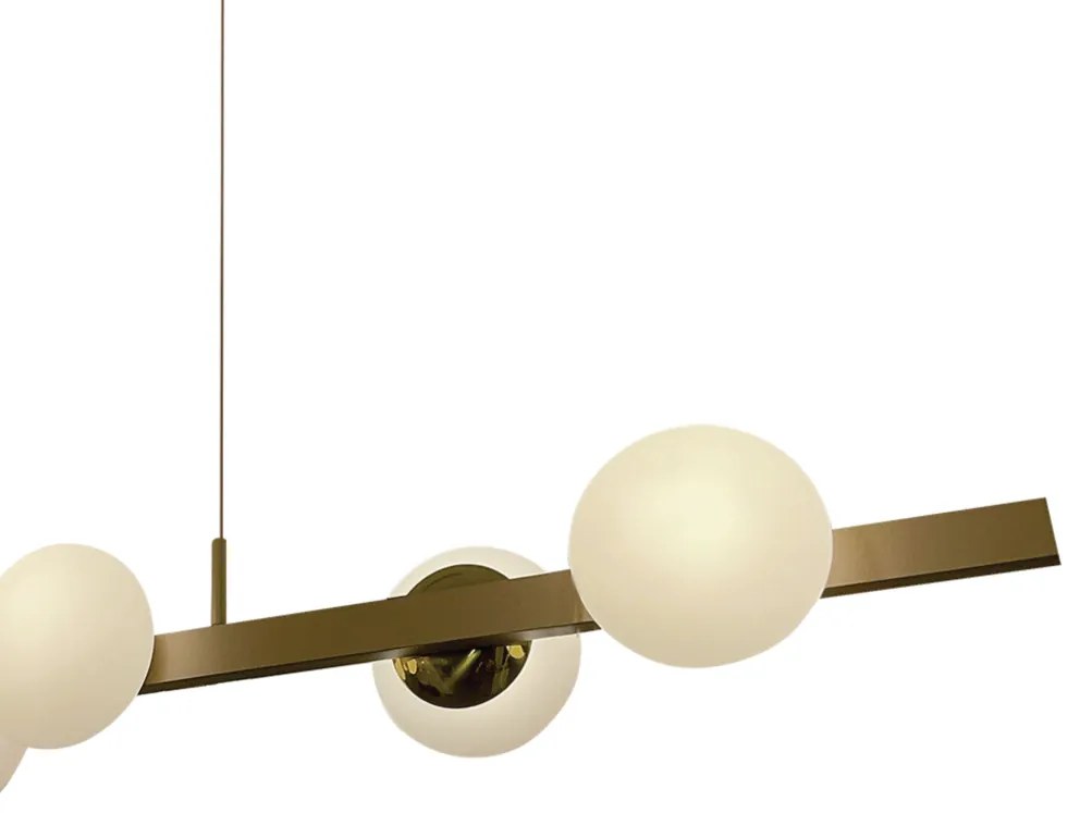 Pendente Aivi 14X10X100Cm Led 30W - Usina 19750/6 Led (BT / DR-P - Branco Texturizado / Dourado Brilho Polído, 3000k, 110v)