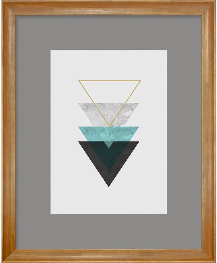 Quadro Decorativo Arte Moderna Geométrico Triângulos Verde água 90x110cm