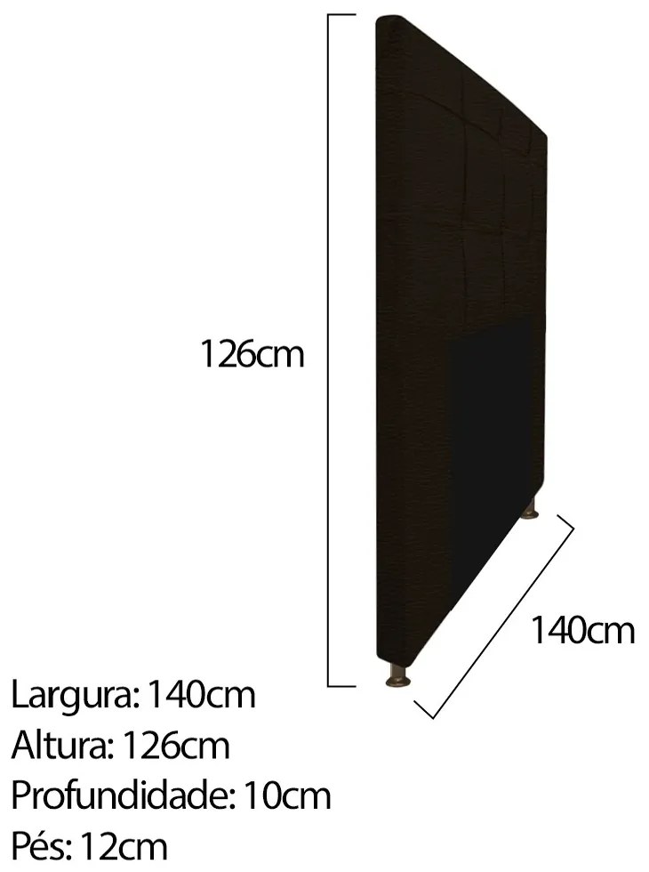 Kit Cabeceira e Calçadeira Baú Estofada Mel 140 cm Casal Com Capitonê Corano Marrom - ADJ Decor