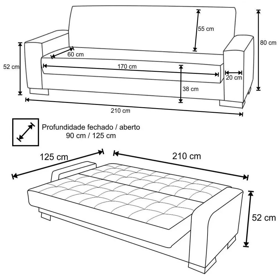 Sofá Cama Decorativo 210cm Beesley Pu Branco Brilho G19 - Gran Belo