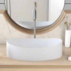 Cuba Pia Para Banheiro Oval Canoa 46cm Tânia C08 Branco Granit - Mpoze