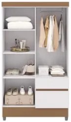 Guarda Roupa Solteiro 103cm Com 4 Portas Ideal Flex Branco - Vila Rica