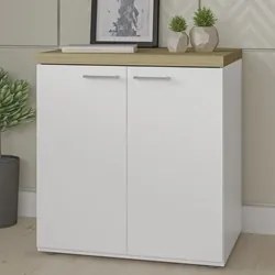 Balcão para Escritório 70cm 2 Portas Tok A06 Olmo/Branco - Mpozenato