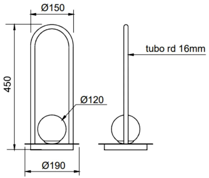 Abajur Graça 19X41X19Cm 01Xg9 Globo 12Cm - Usina 90045/1 (MT-M - Mate Metálico, Branco (Fosco))