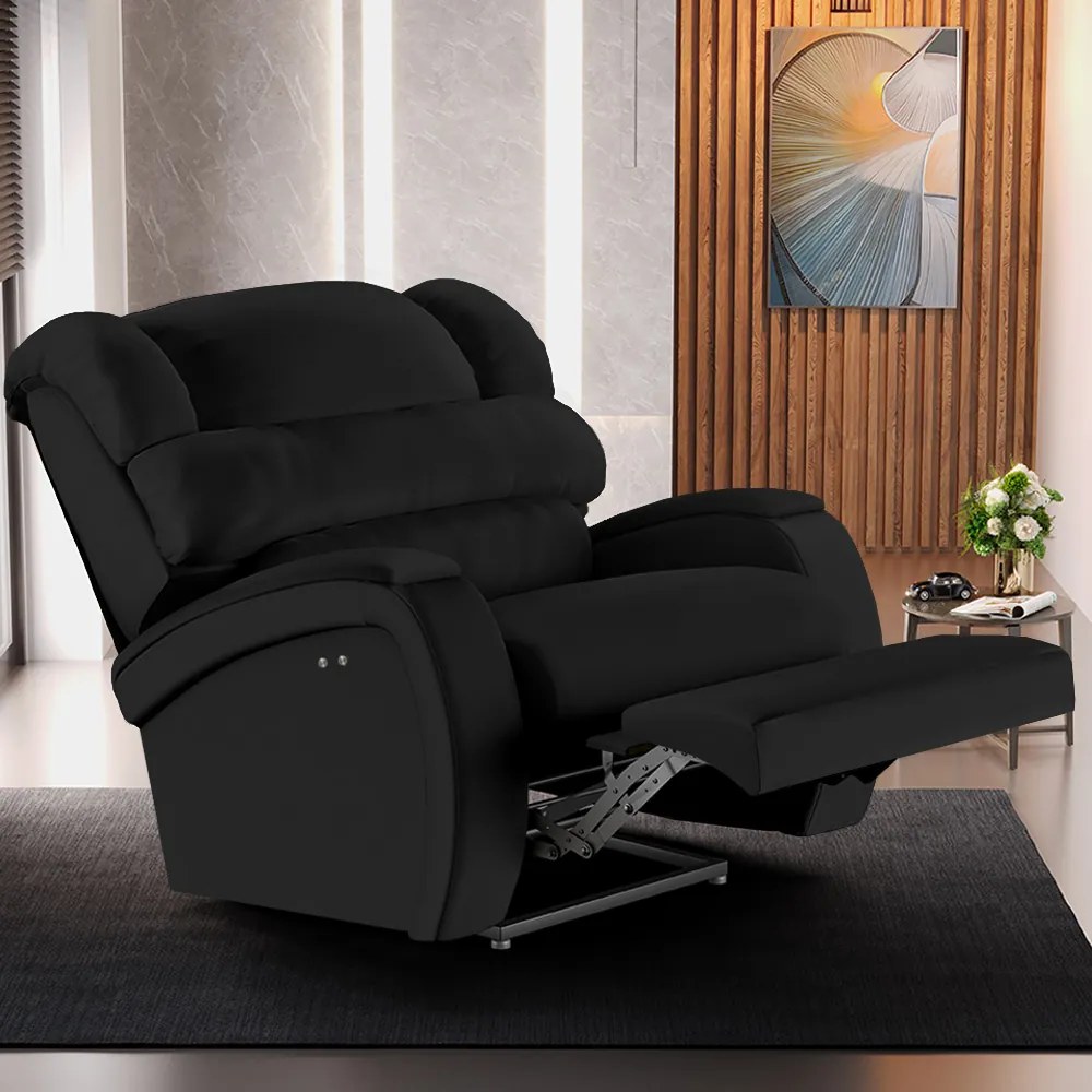 Poltrona do Papai Reclinável Napoli Power Touch Massagem PU Preto F FH1 - D'Rossi