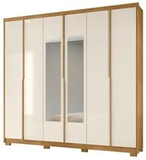 Guarda Roupa Casal com Espelho 6 Portas 242cm Duna M07 Freijó/Off Whit