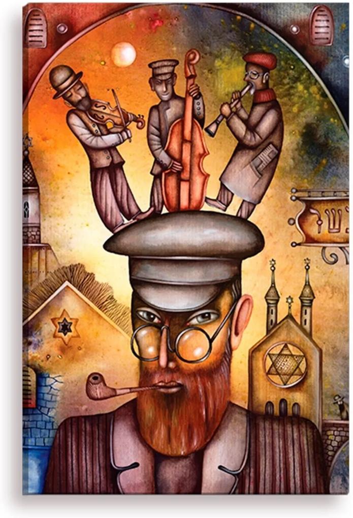 Tela Decorativa Estilo Pintura Orquestra Judaica - Tamanho: 90x60cm (A-L) Unico