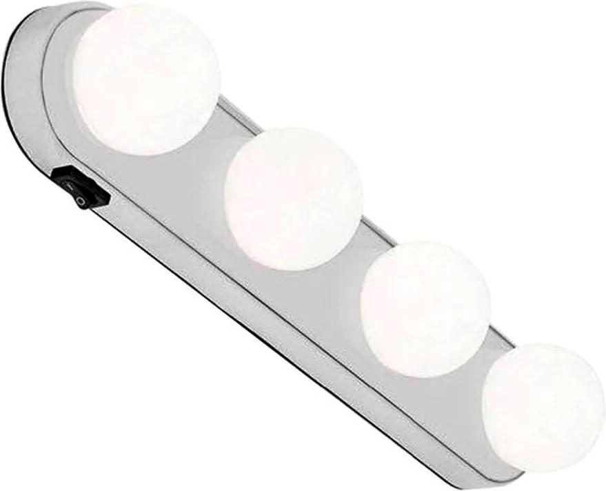 Arandela Camarim Luz Espelho Maquiagem LED 4 Lâmpadas Sem Fio Ventosa