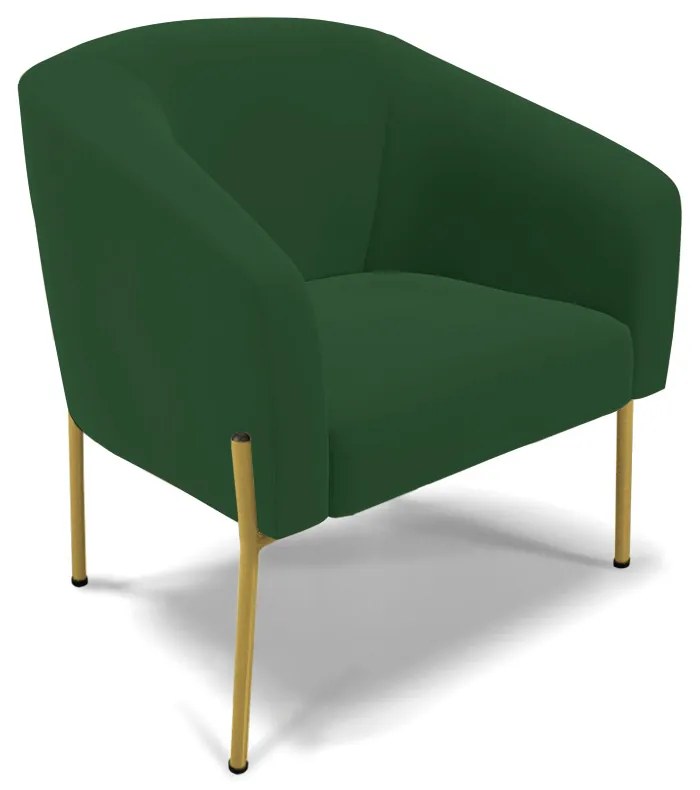 Namoradeira e 2 Poltronas Pé de Ferro Dourado Stella Veludo Verde D03 - D'Rossi