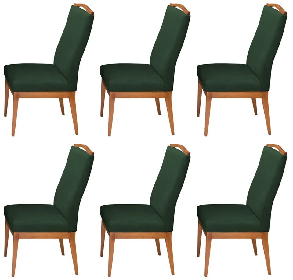 Conjunto 6 Cadeiras Decorativa Lara Aveludado Verde