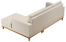 Sofá Living 200cm 3 Lugares Com Chaise Direito Kayrós D05 Linho Bege -