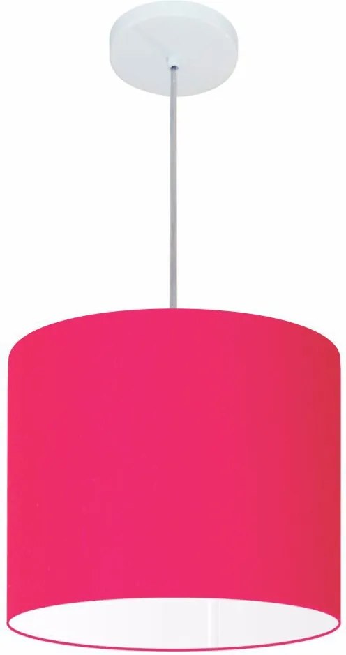 Lustre Pendente Cilíndrico Md-4054 Cúpula em Tecido 30x21cm Rosa Pink - Bivolt