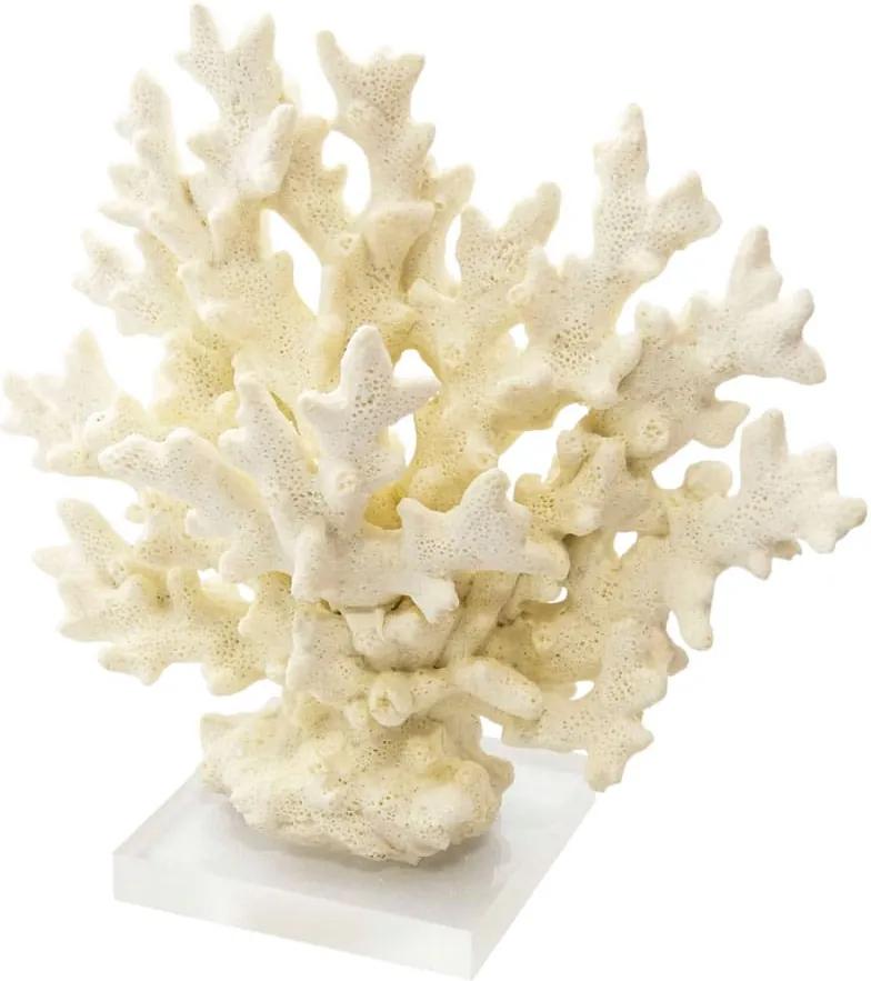 Escultura de Coral em Resina Branca e Base em Acrílico Incolor - 23x25x10cm