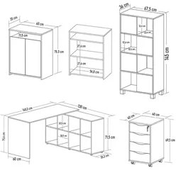 Conjunto Escritório Home Office 4 Peças Mity A06 Ipê/Preto - Mpozenato