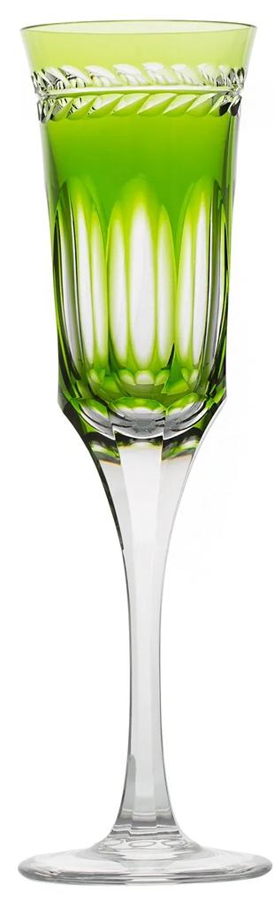 Taça de Cristal Lapidado Artesanal p/ Champagne Libélula - Verde Claro - 17  Verde Claro - 17