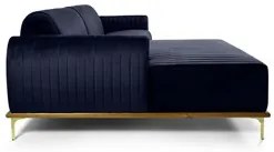 Sofá 265cm 4 Lugares com Chaise Esquerdo Pés Gold Molino C-287 Veludo